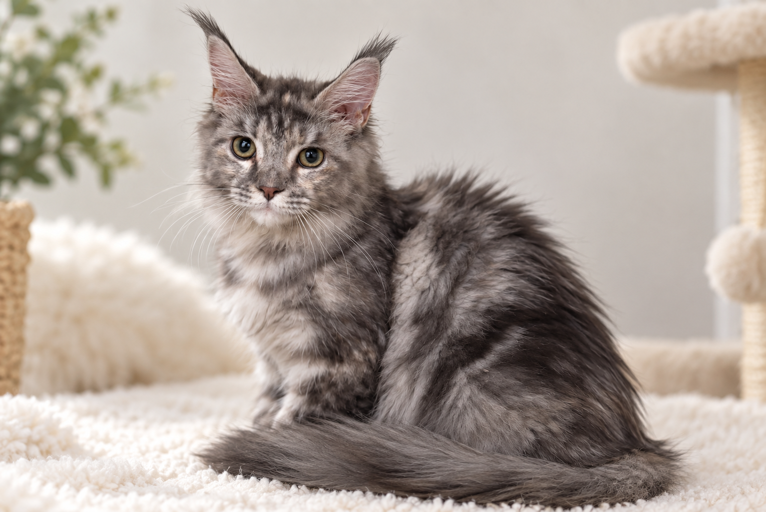 メインクーンの親猫 おゆう シルバーパッチドタビー